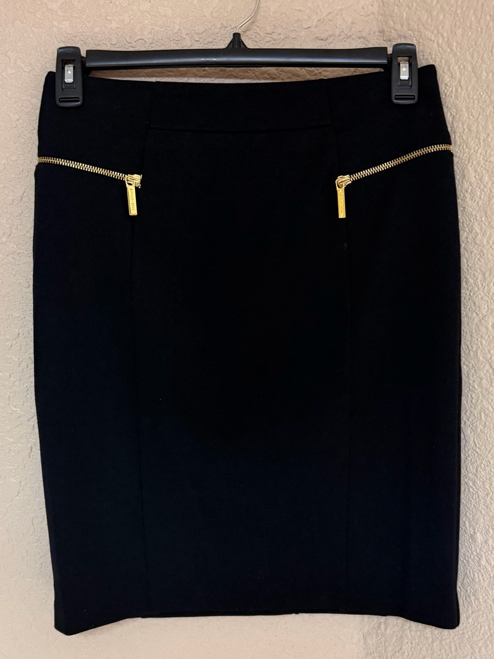 4/$20 Michael Kors Black Pencil Skirt with Gold Zipper Accents